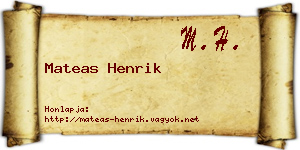 Mateas Henrik névjegykártya